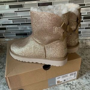 Womens Ugg Gold Mini Bailey Bow Sparkle